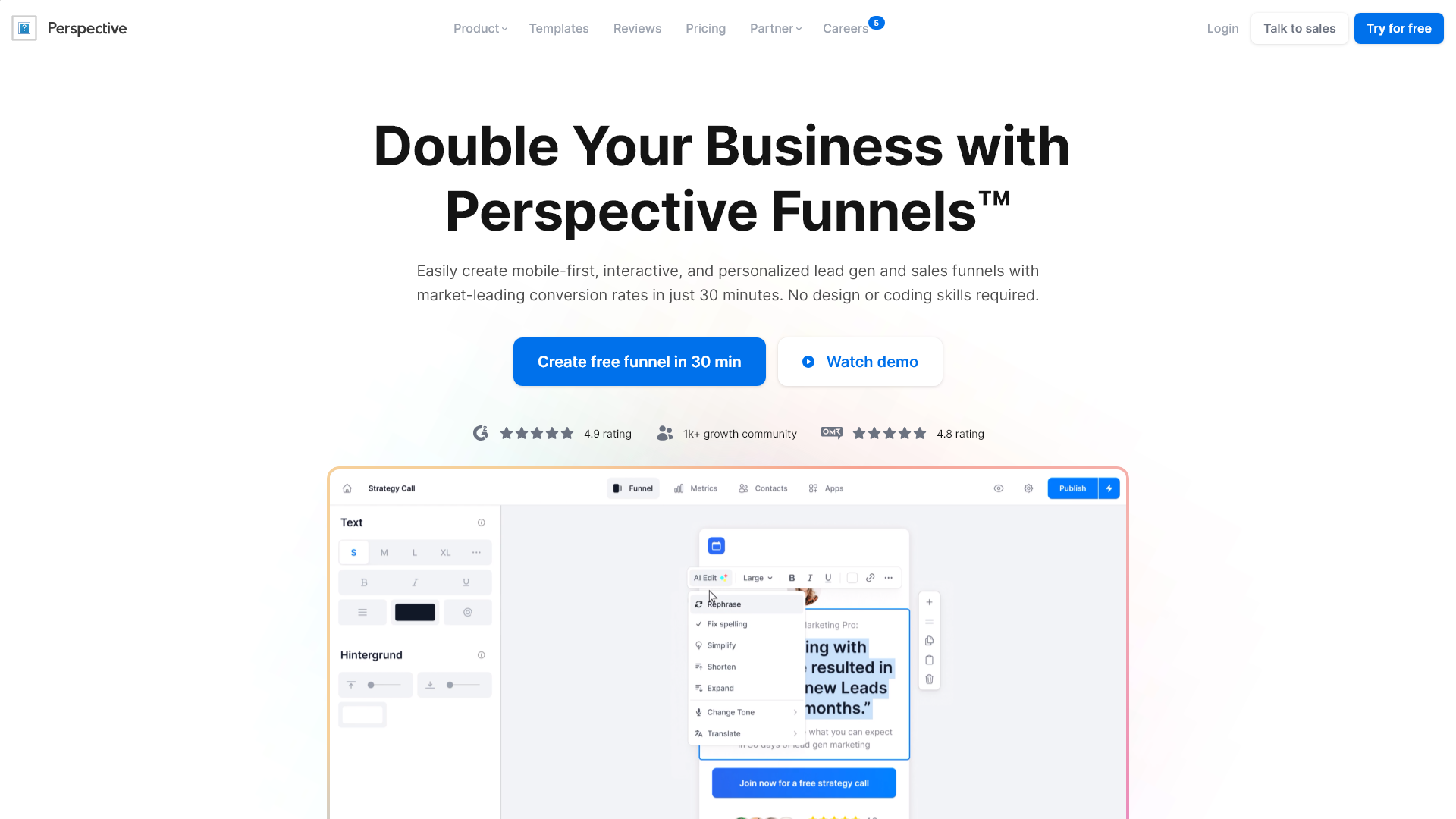 Perspective Funnels screenshot