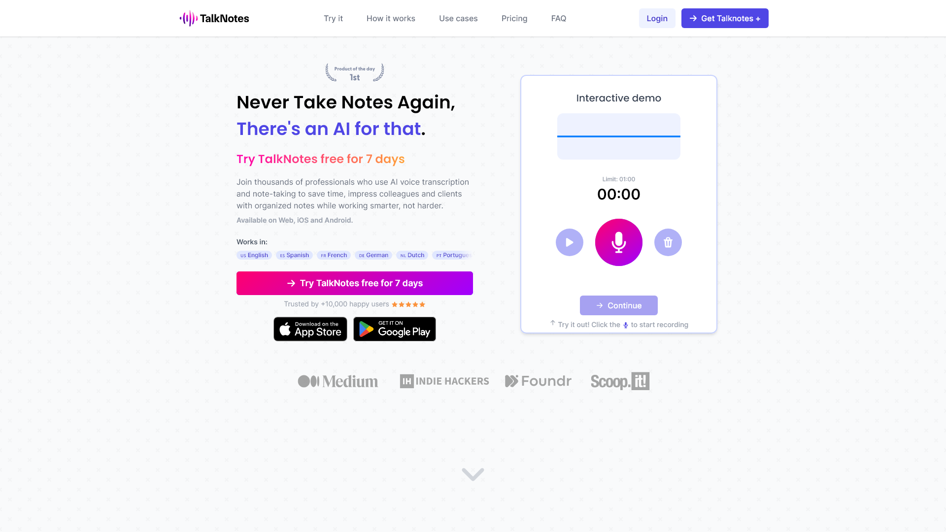 TalkNotes screenshot